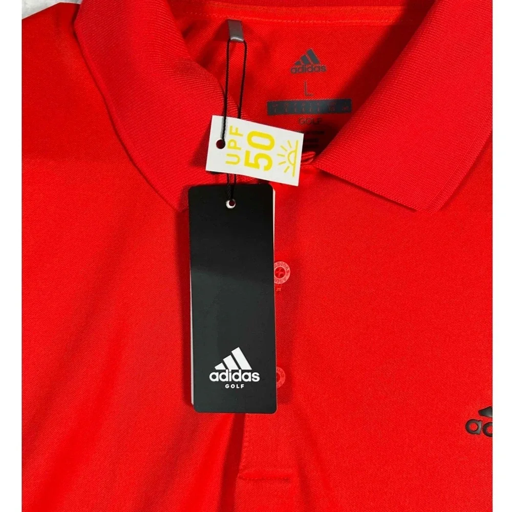 Adidas Golf Mens Hi-Res Red Performance Polo Shirt UPF 50 CY5412 Size L NEW